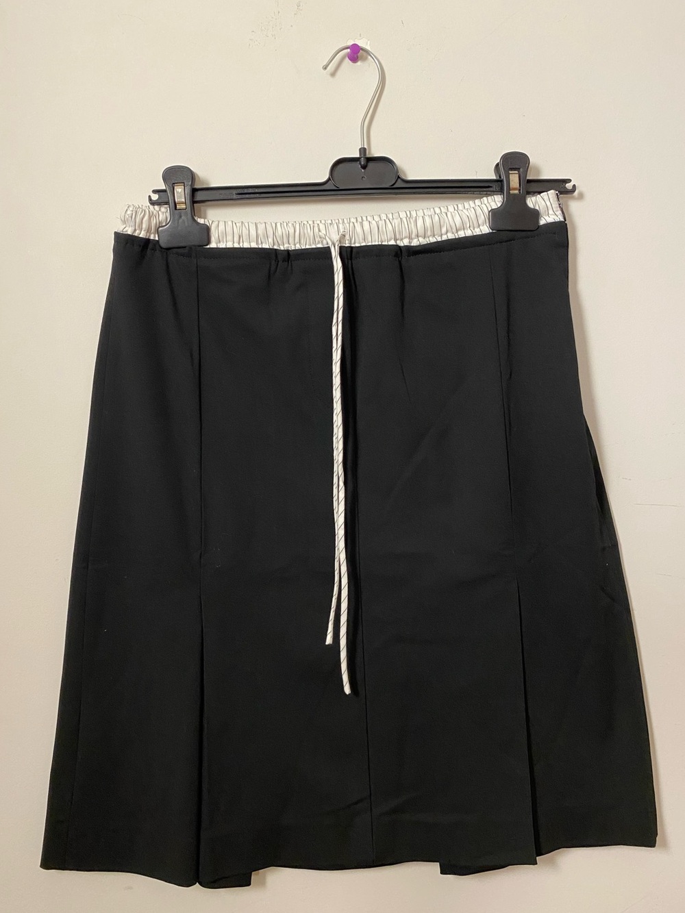 Zara Black A-Line Skirt with White Drawstring Waist
